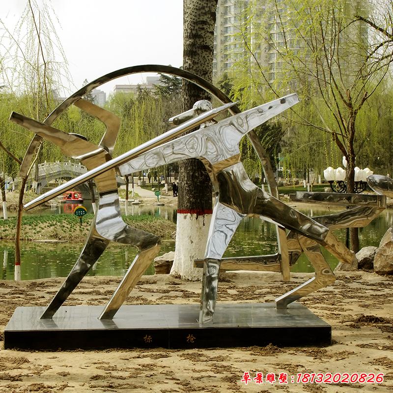 不銹鋼公園標槍雕塑 (2)
